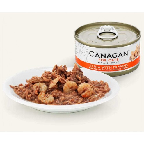 Canagan 無穀物吞拿魚伴大蝦配方貓罐頭  75g x12